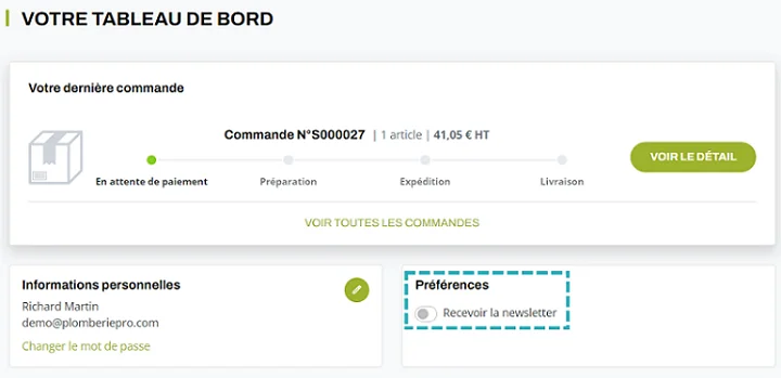 plomberie pro compte client