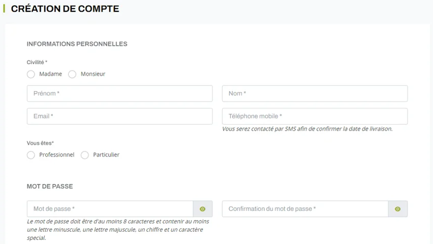 plomberie pro création de compte